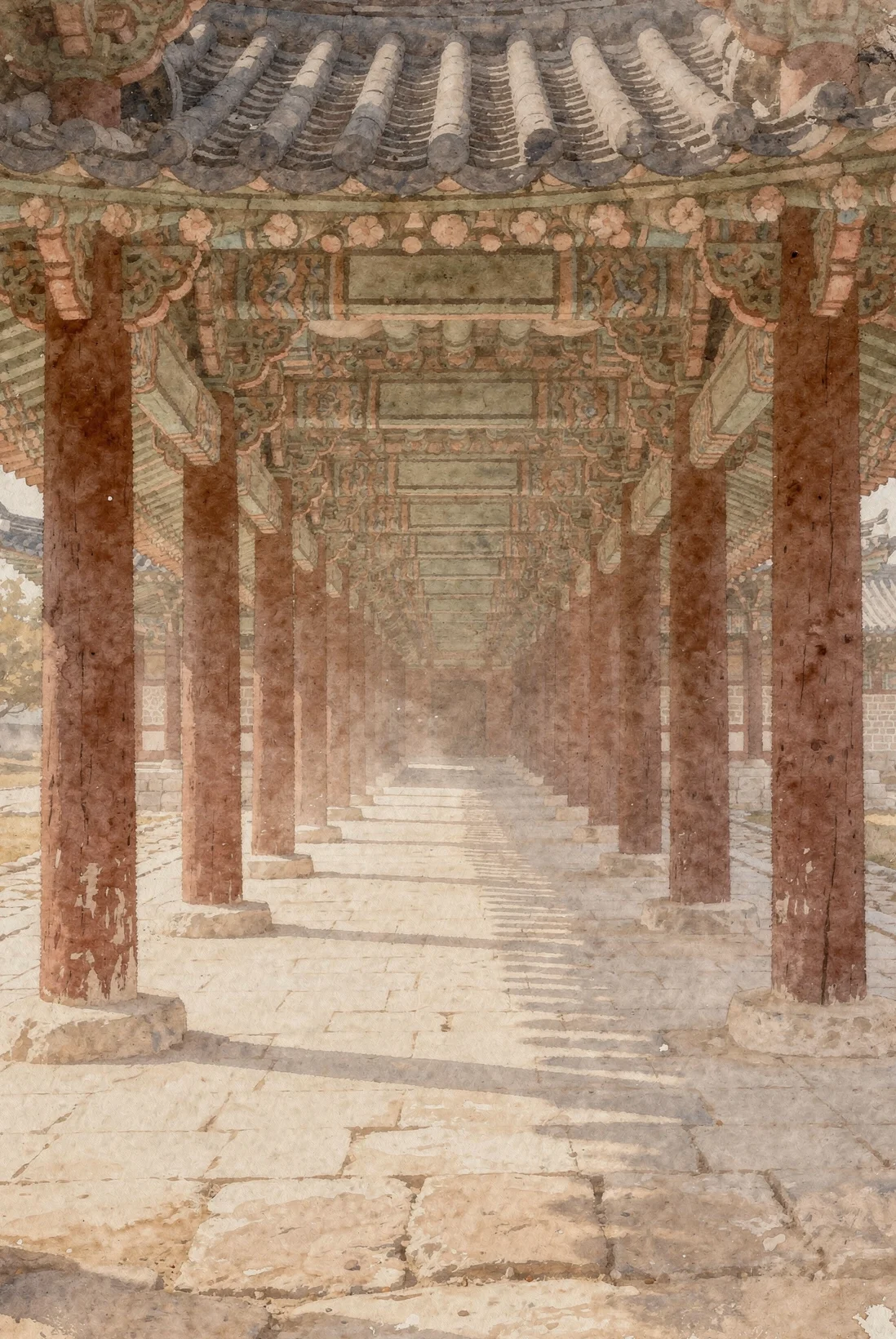 Pillars Receding into Light